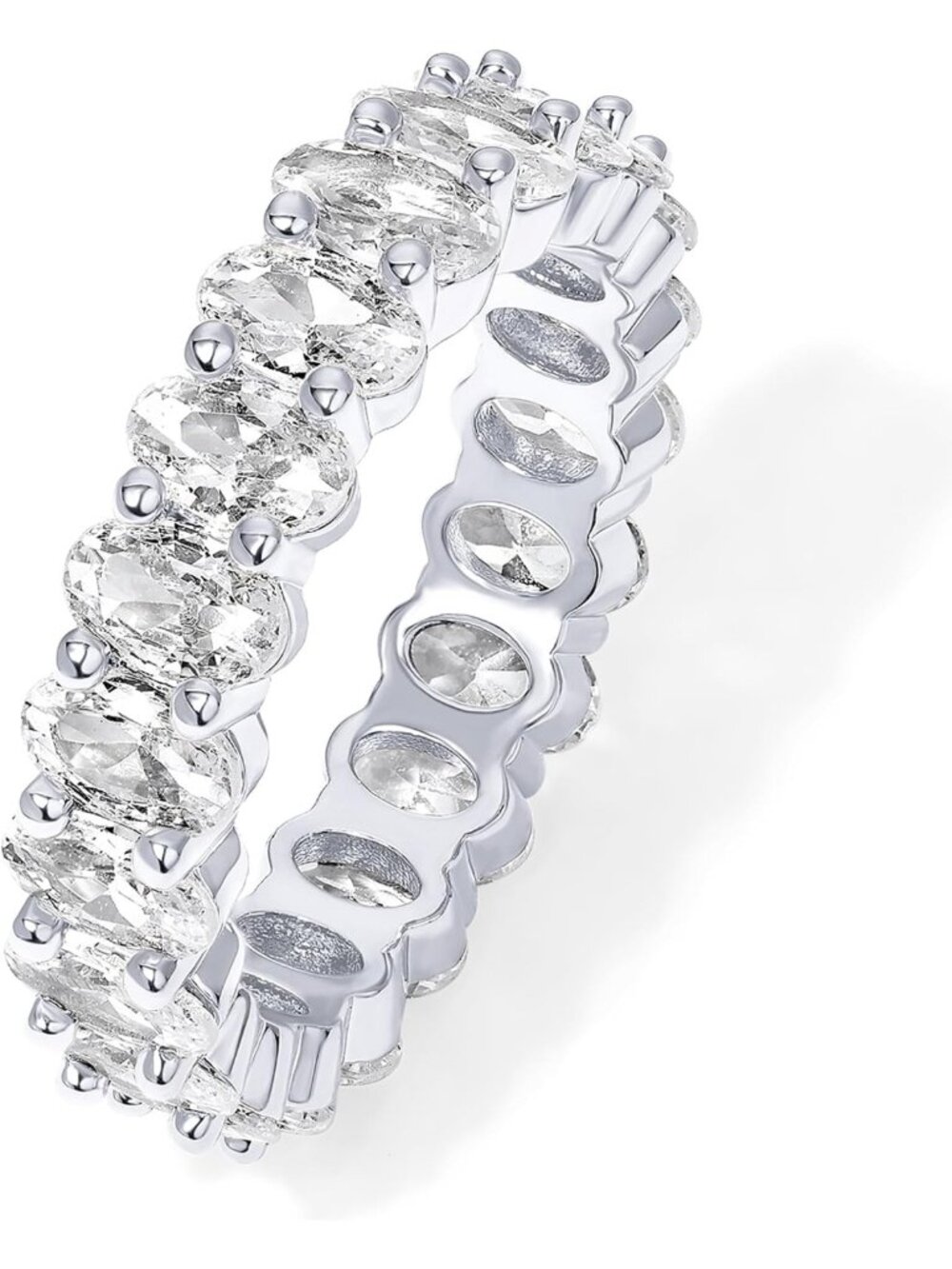 Elegant Oval Wedding Band - 14K Gold Plated Eternity Ring for Women